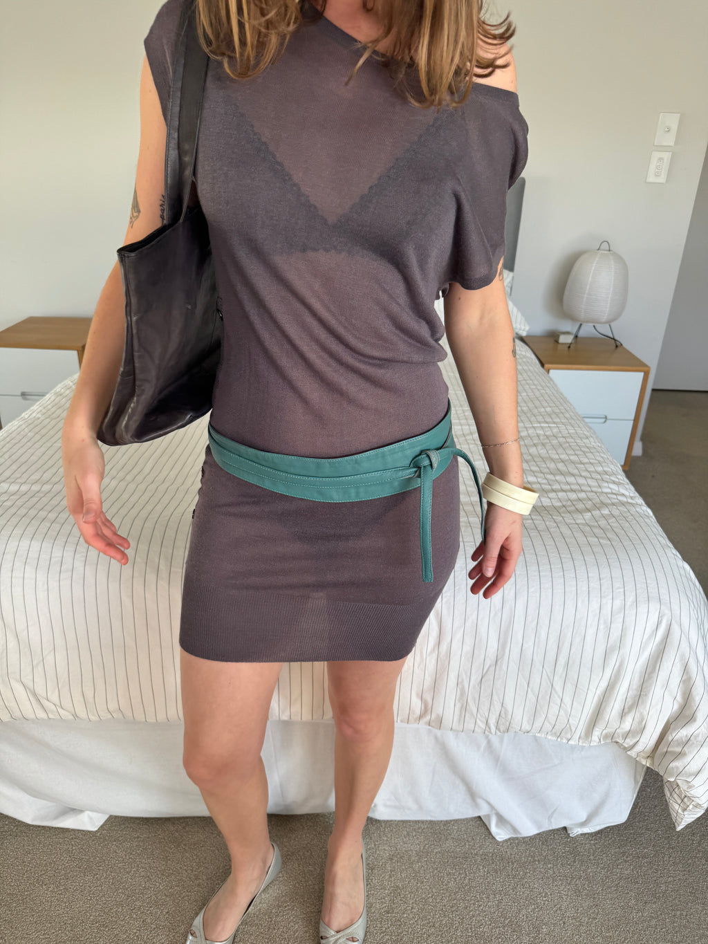 m7 / sheer knit mini dress
