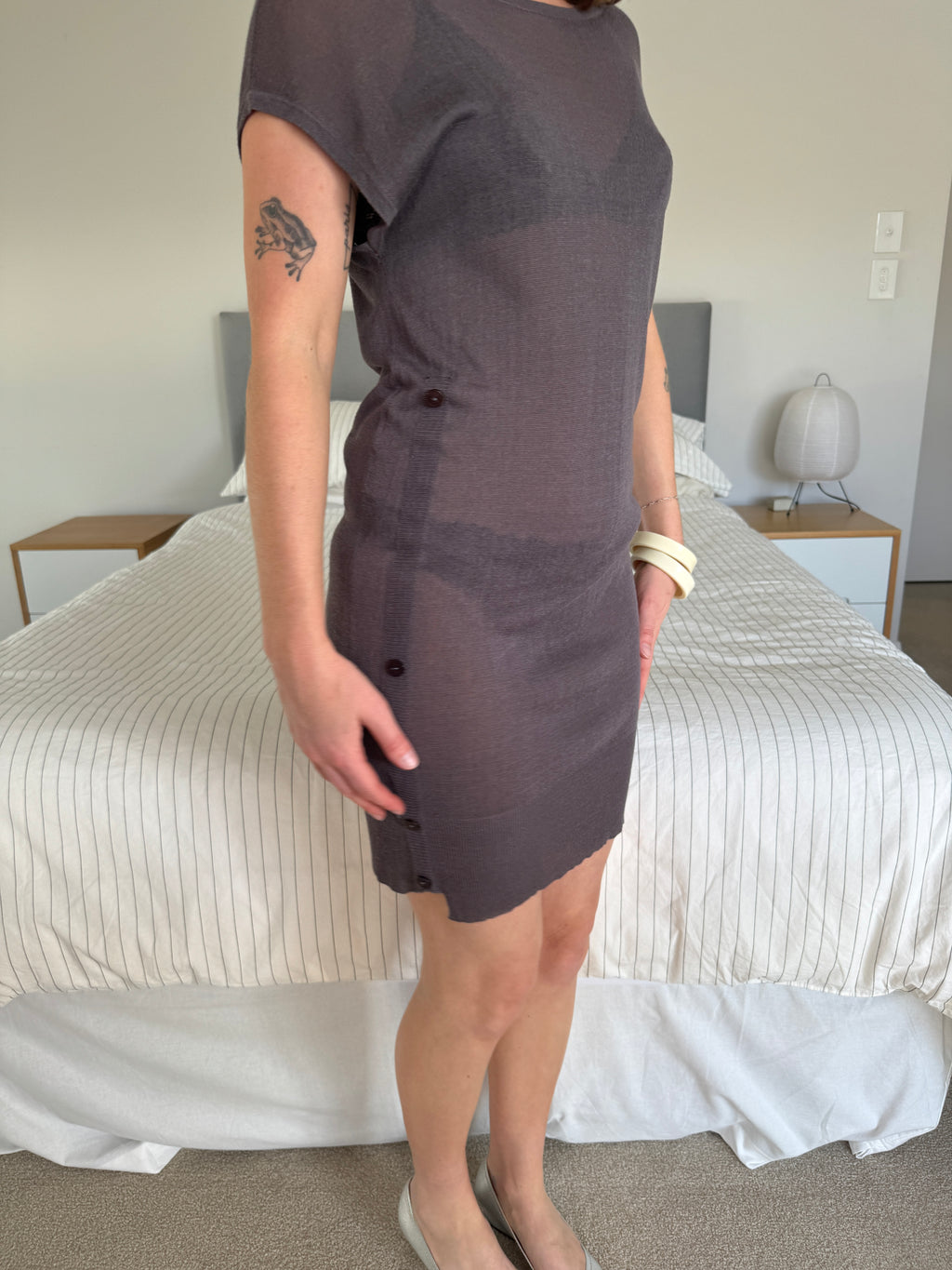 m7 / sheer knit mini dress
